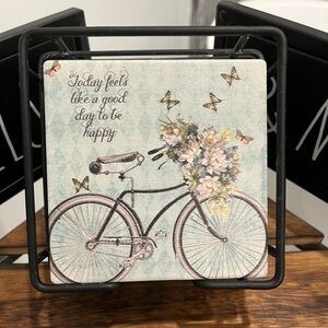 Coasters with metal holder (5 coasters)